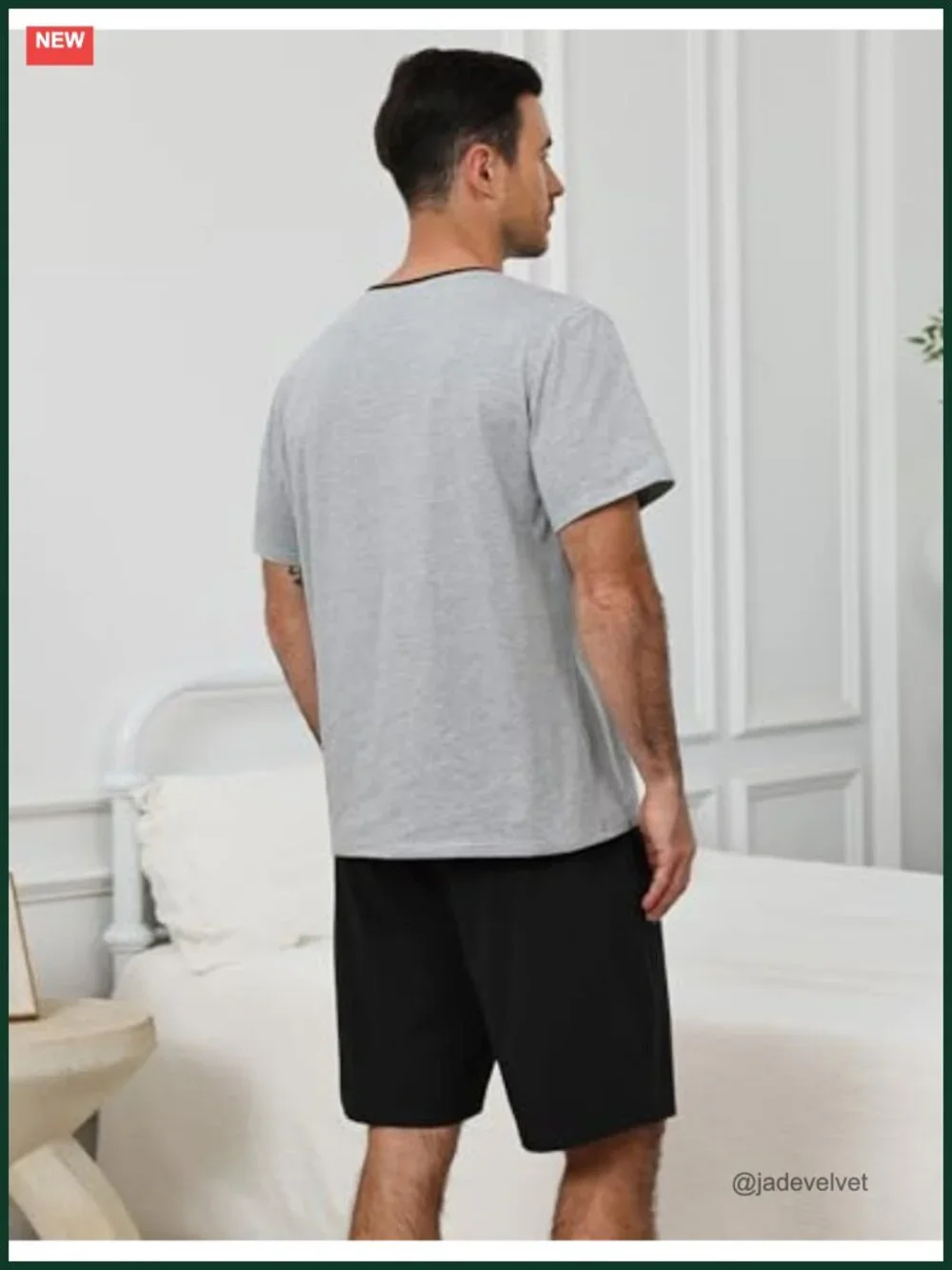 Cotton-Spandex V-Neck Pajama Set with Pockets Summer Loungewear
